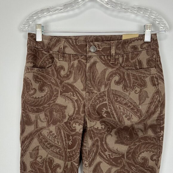 Chicos Womens Perfect Stretch Girlfriend Slim Ankle Jeans Brown Paisley size 2 - Picture 2 of 12